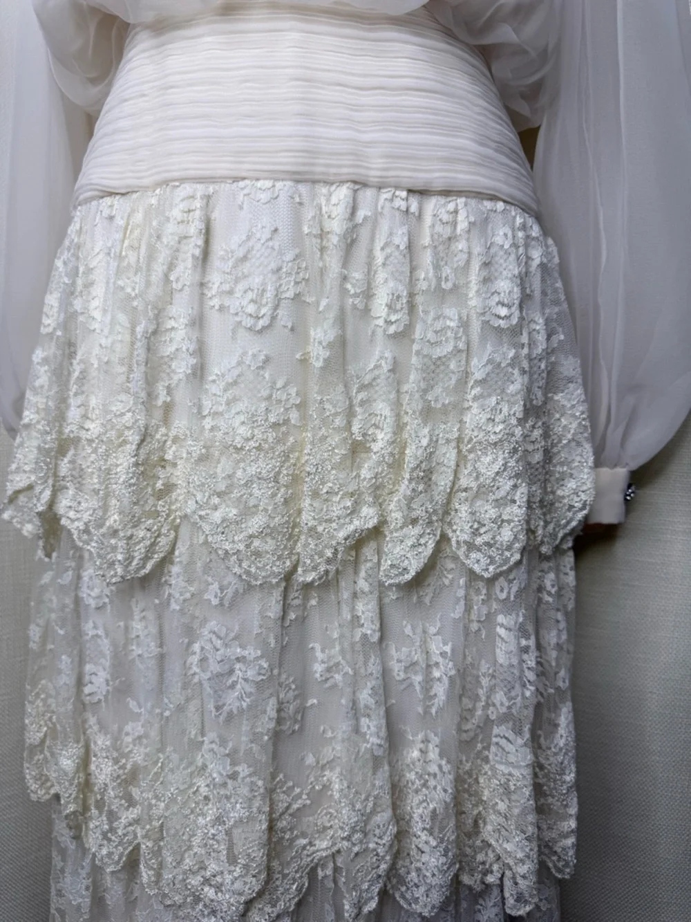 Vintage Morton Myles White Lace Dress Size 8 Romantic Boho Midi USA - Picture 4 of 11